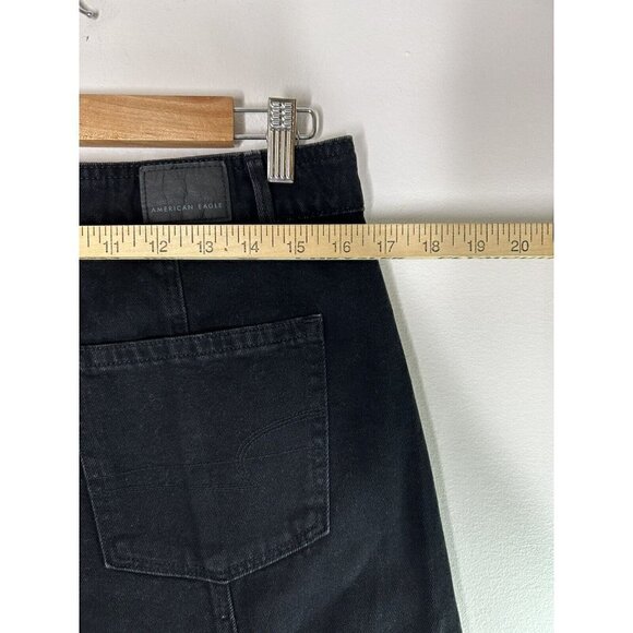 American Eagle Black Button Front Hi Rise A-Line Skirt Size 8 - Picture 5 of 10